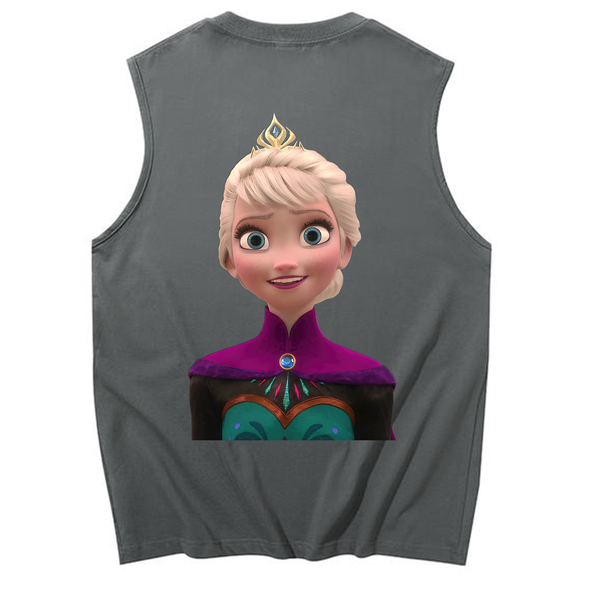 （画像用） アナと雪の女王 アンナ エルサ Frozen Anna Elsa コットン100％タンクトップ（背面プリント）